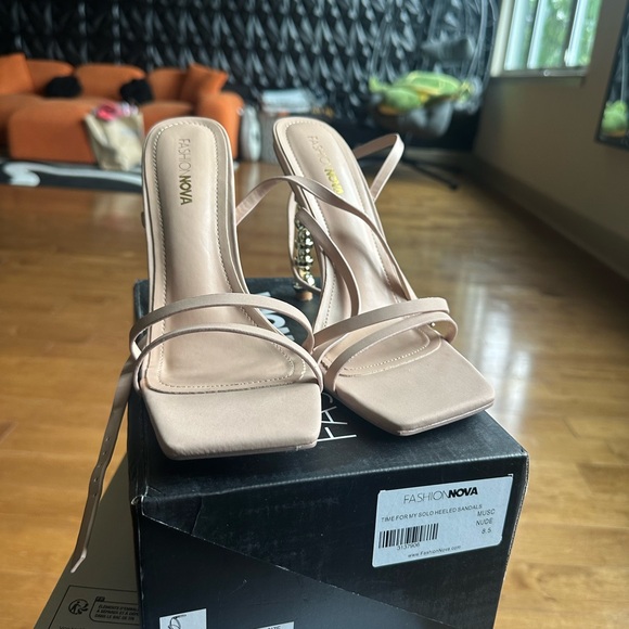 Fashion Nova Cream Strappy Heels - Picture 1 of 5